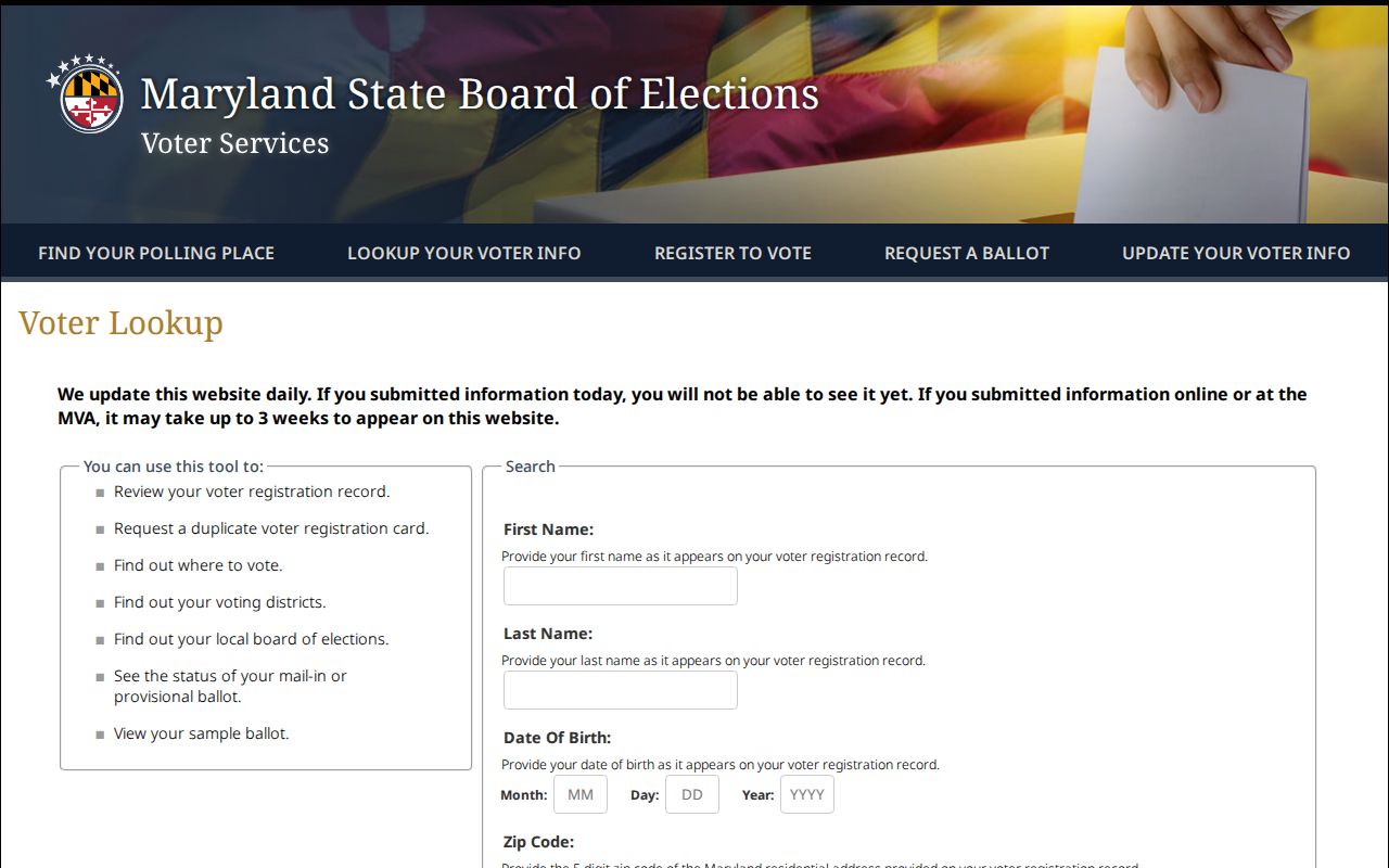 Germantown voter registration records self-lookup form